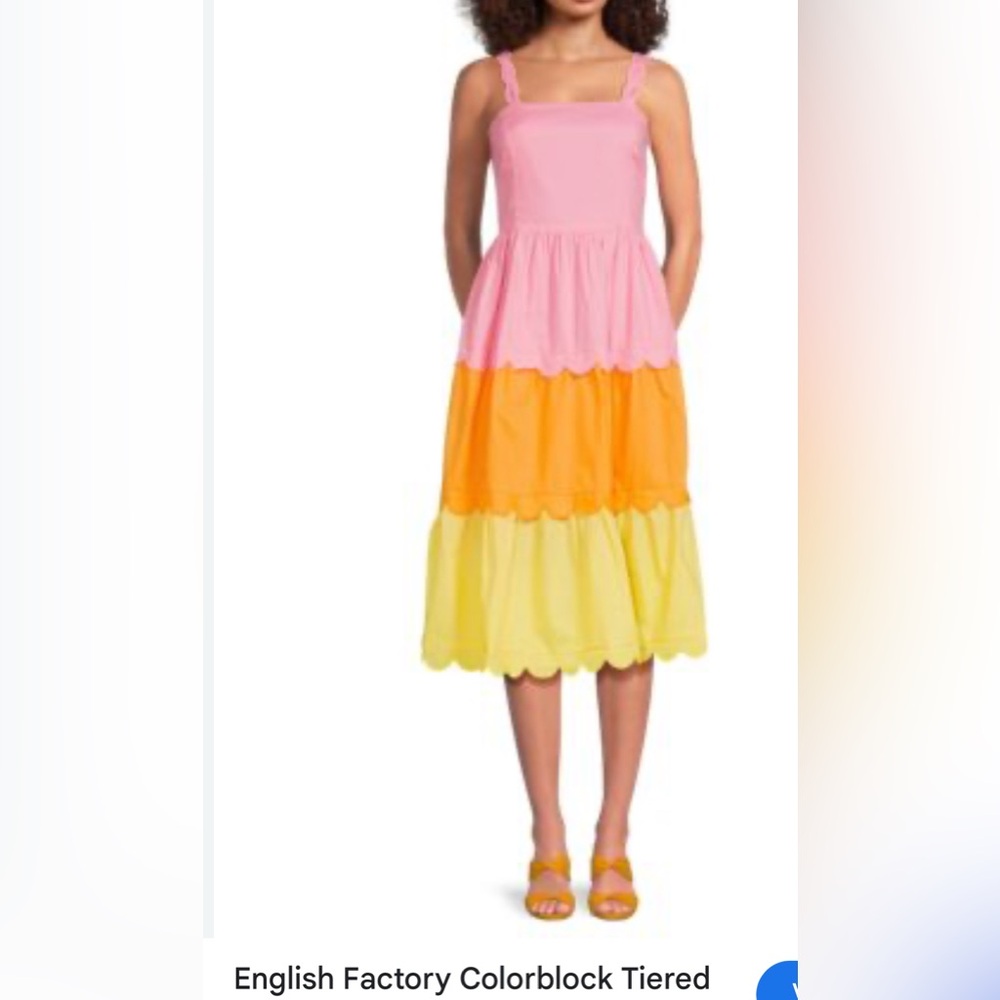 English Factory Pink and Orange Strapless Sundress